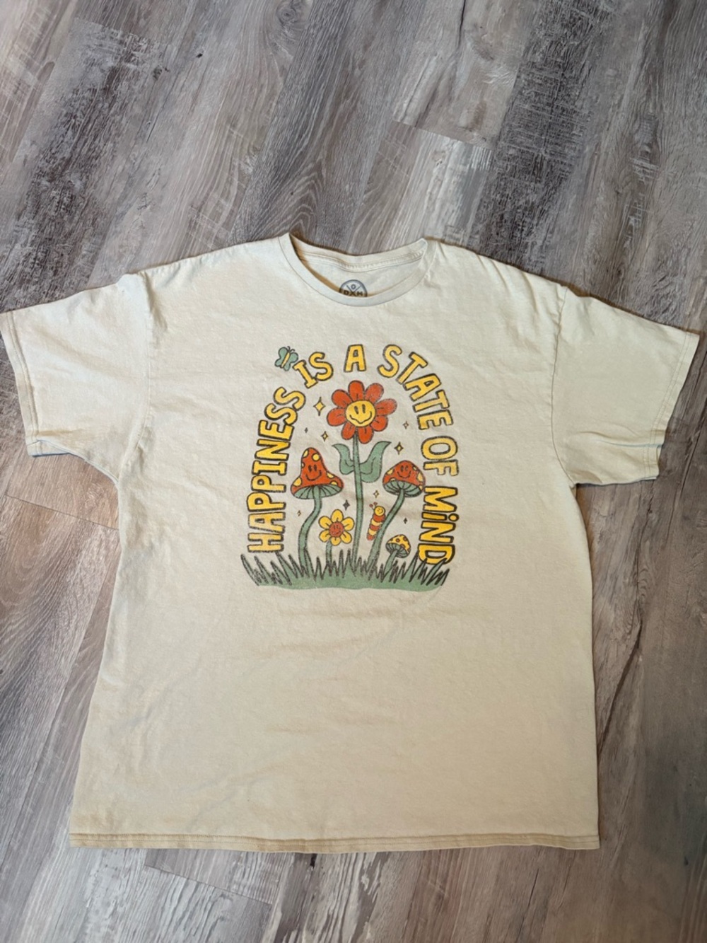 DOM Tshirt in Cream - 'Happiness' Graphic